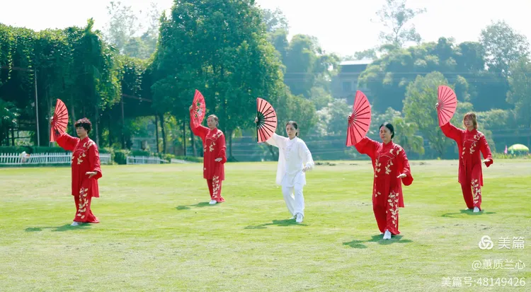 太极功夫扇演练掠影